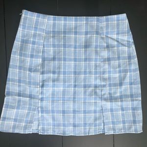 medium blue plaid skirt